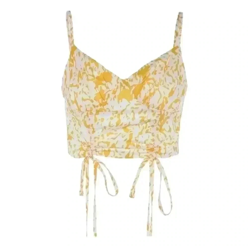 C.D.M Spaghetti Strap Floral Crop Top